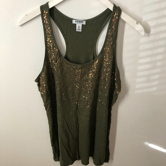 Old Navy Tops - Old navy olive green gold detailing size med